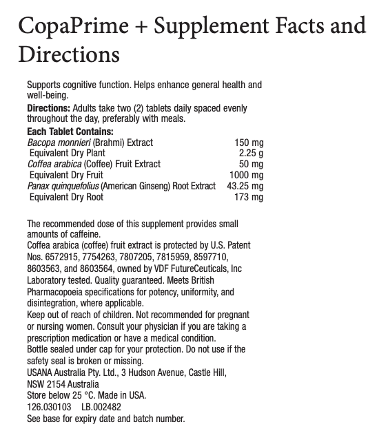 ANZ CopaPrime Supplement Facts