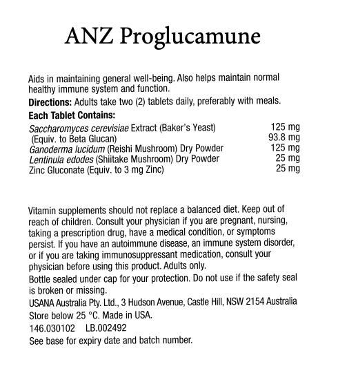 ANZ USANA Proglucamune Supplement Facts
