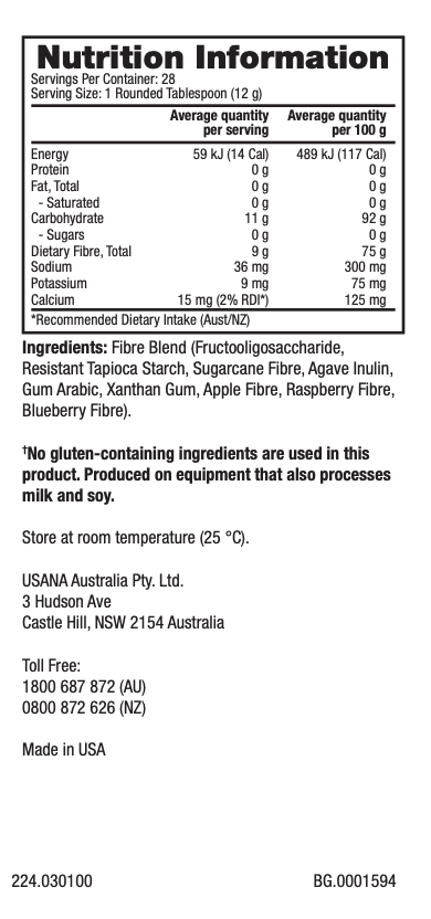 ANZ USANA Fibergy Active Supplement Facts