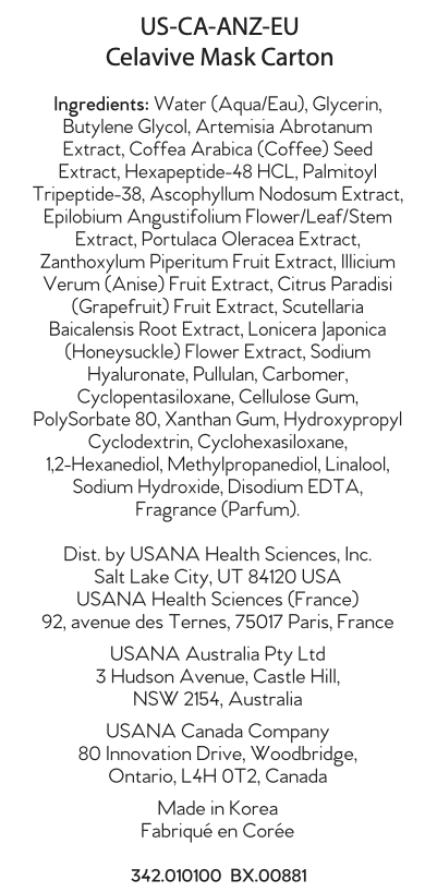 New Zealand USANA Celavive Mask Carton facts