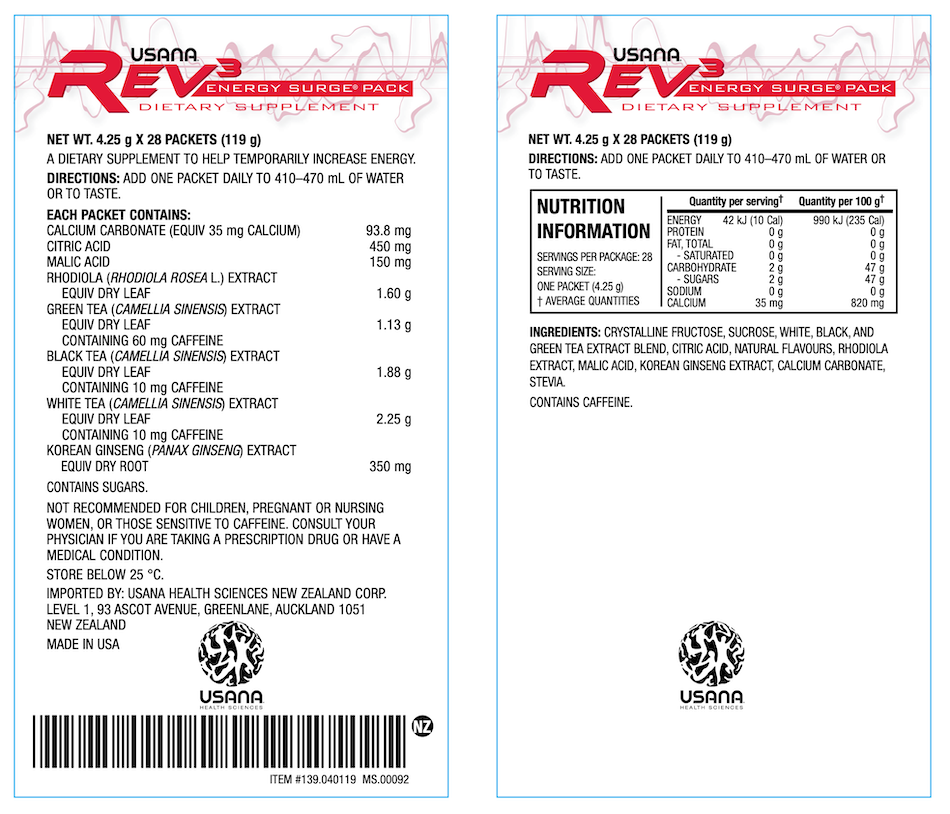 ANZ USANA Rev3 Surge Supplement Facts