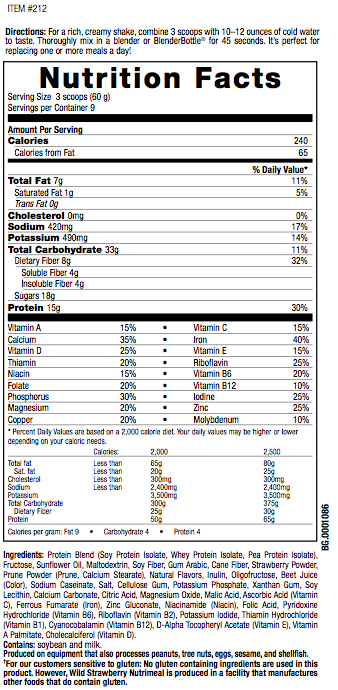 Strawberry Nutrimeal Facts